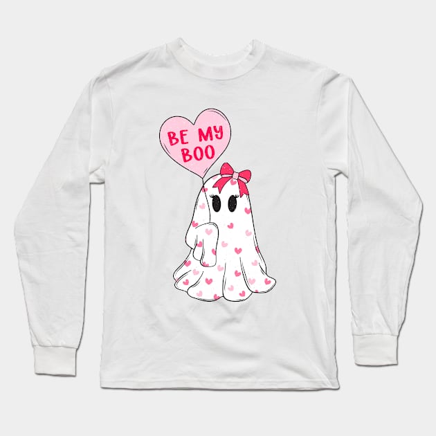 Be My Boo Cute Ghost Love Long Sleeve T-Shirt by Nessanya